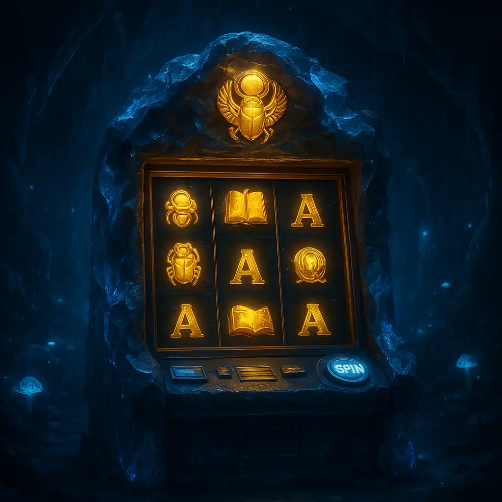 Book Of Dead pokie machine glowing inside the 24Magic cave