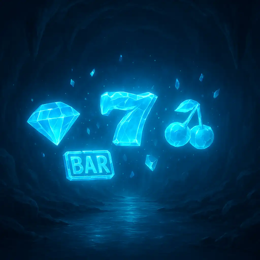 Cluster of glowing crystal slot symbols representing free spins at 24Magic