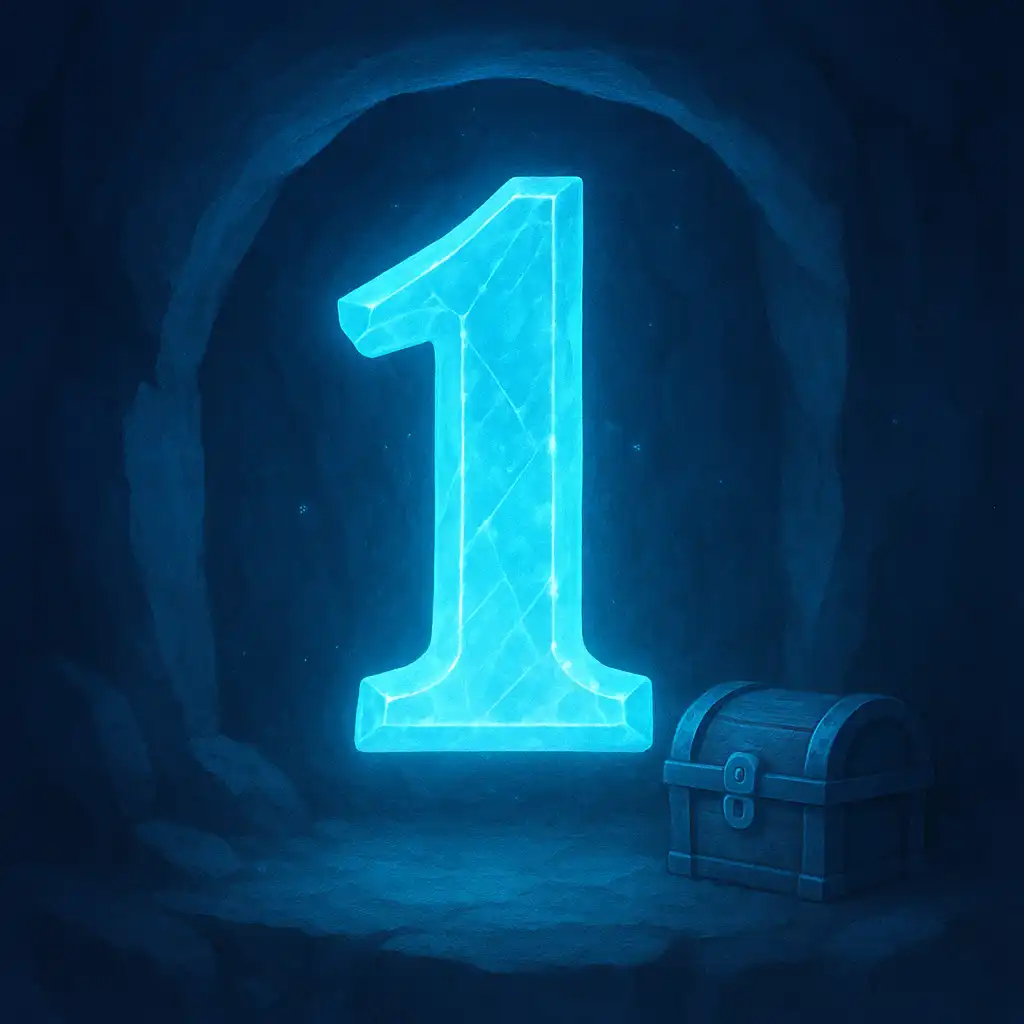Glowing crystal numeral one marking the registration step at 24Magic