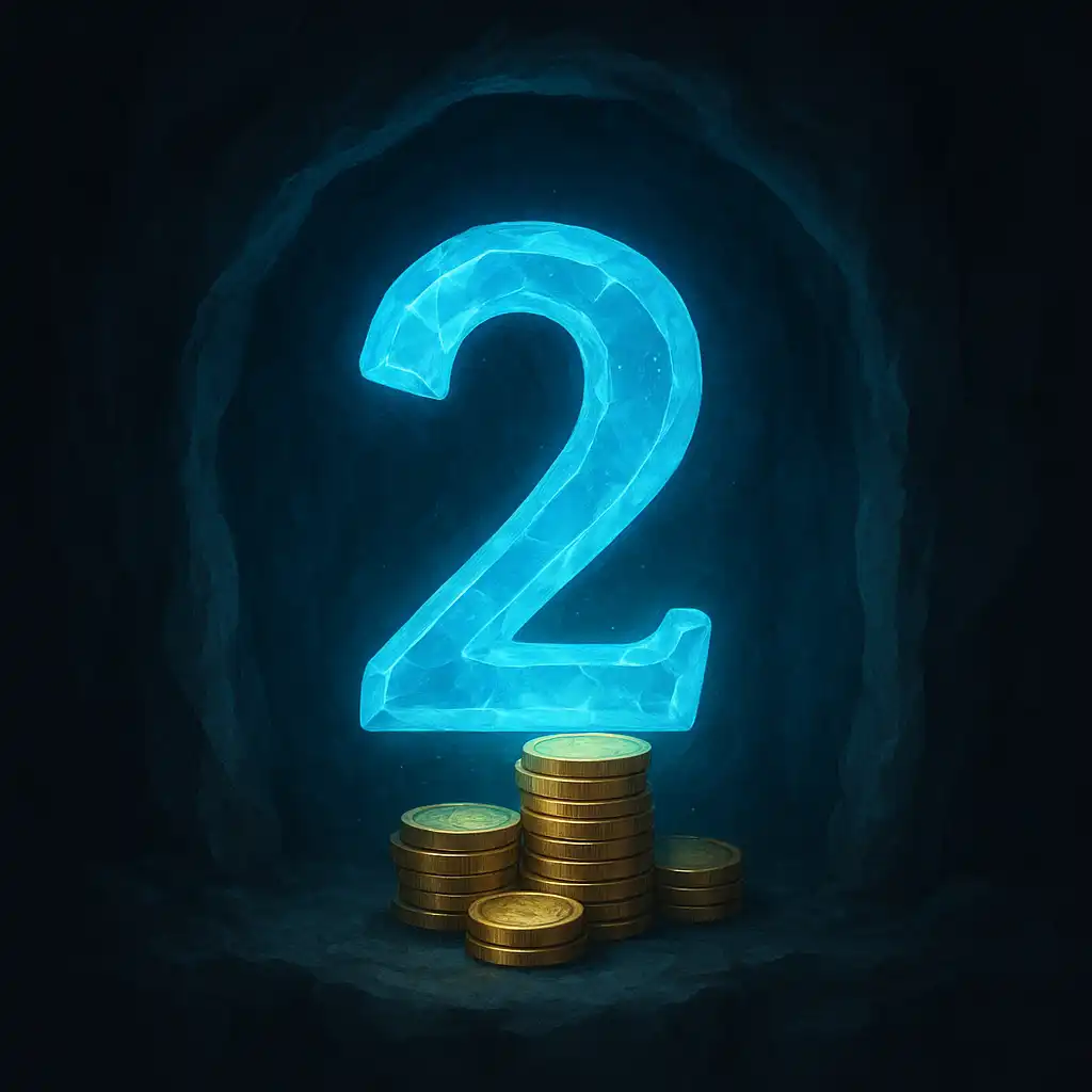Glowing crystal numeral two marking the deposit step at 24Magic